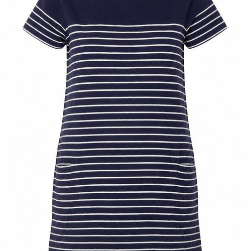 JoJo Maman Bébé Women Blue Striped T-Shirt Dress L Casual
