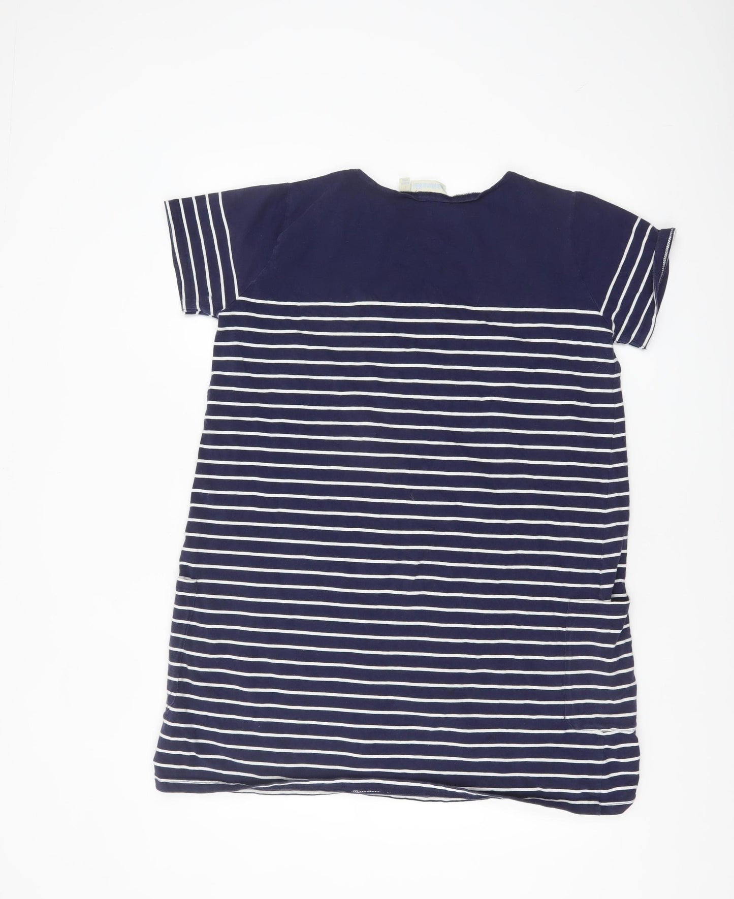 JoJo Maman Bébé Women Blue Striped T-Shirt Dress L Casual