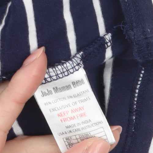 JoJo Maman Bébé Women Blue Striped T-Shirt Dress L Casual