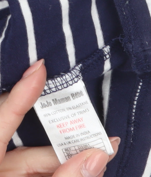 JoJo Maman Bébé Women Blue Striped T-Shirt Dress L Casual