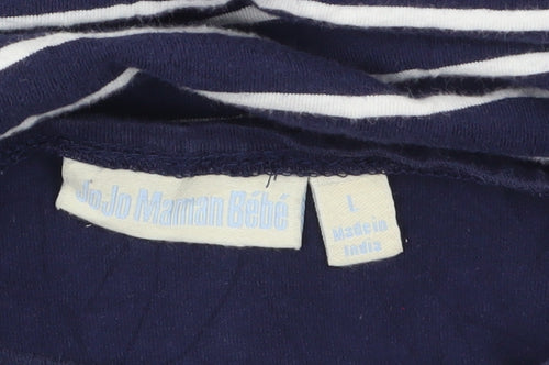 JoJo Maman Bébé Women Blue Striped T-Shirt Dress L Casual