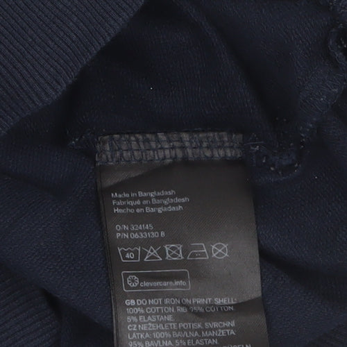 H&M Divided Womens Navy Blue Long Sleeve Crew Neck T-Shirt Size 12