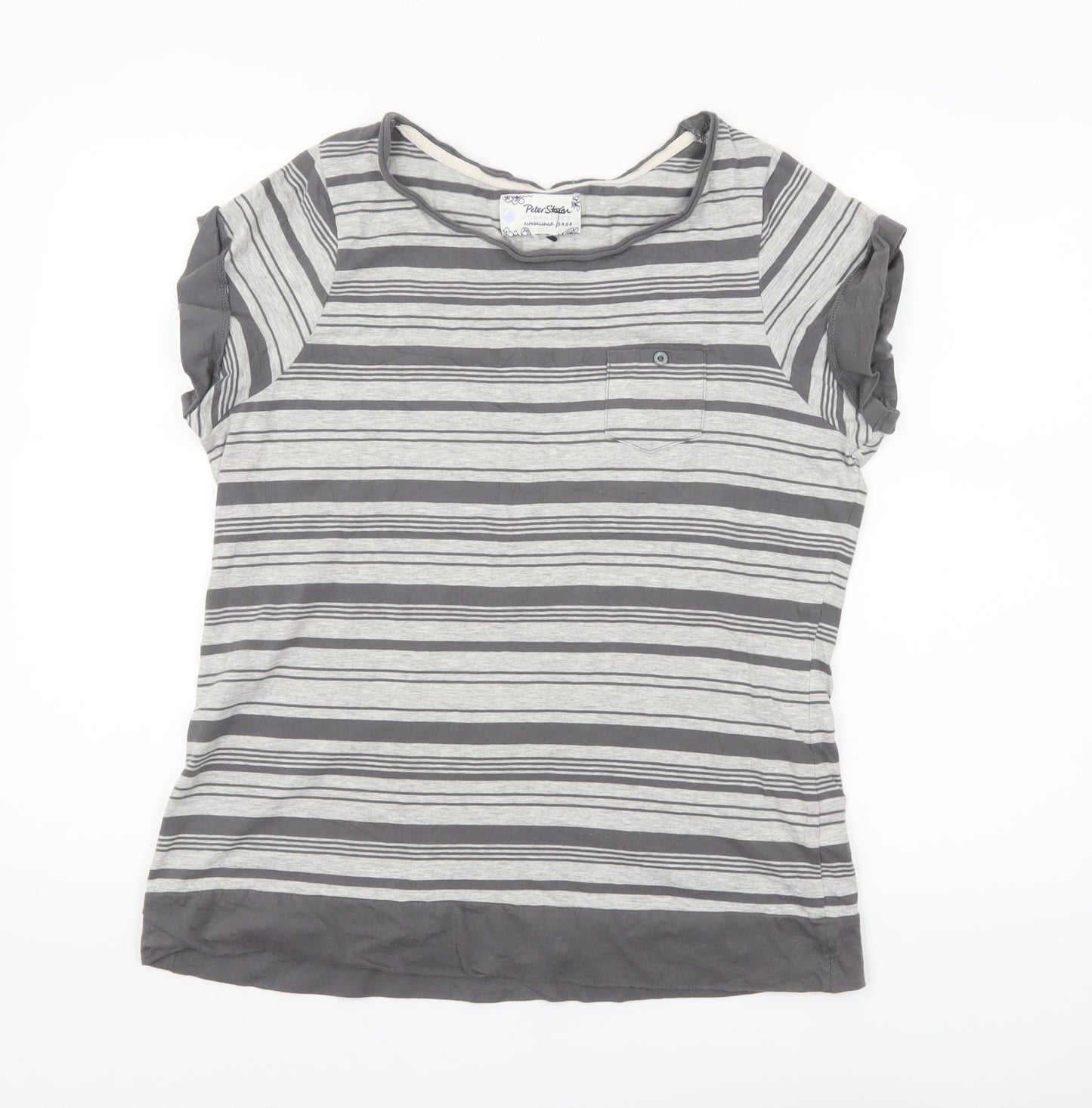 Peter Storm Womens Grey Striped Short Sleeve Cotton T-Shirt Size 18