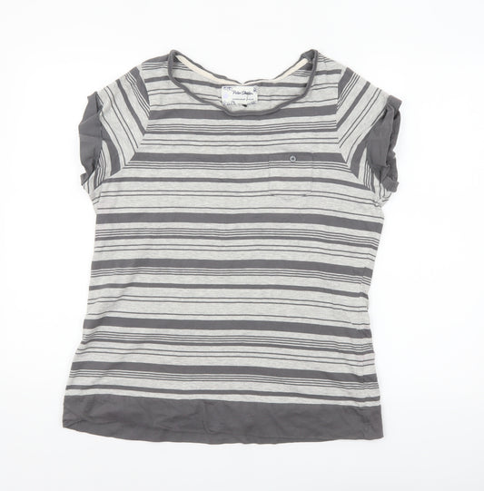 Peter Storm Womens Grey Striped Short Sleeve Cotton T-Shirt Size 18