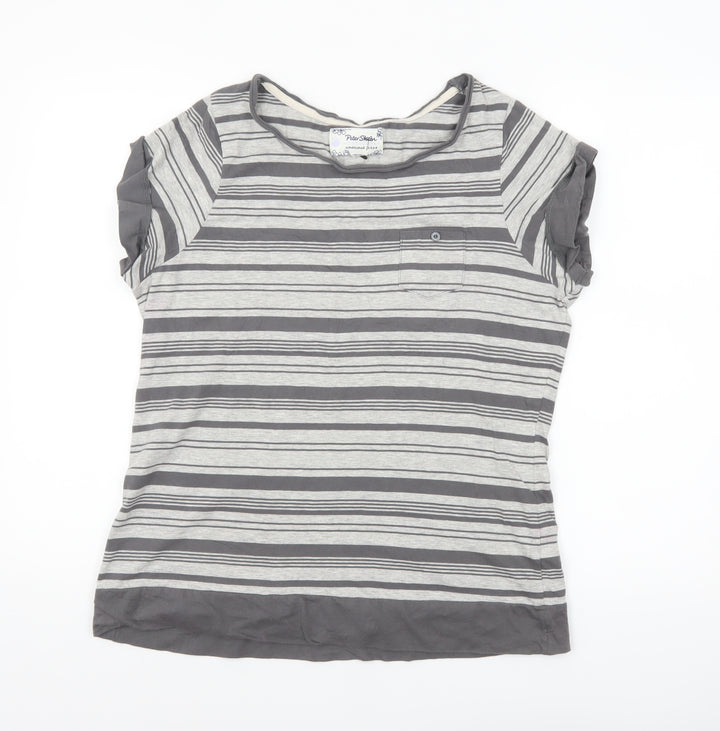 Peter Storm Womens Grey Striped Short Sleeve Cotton T-Shirt Size 18