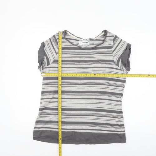 Peter Storm Womens Grey Striped Short Sleeve Cotton T-Shirt Size 18