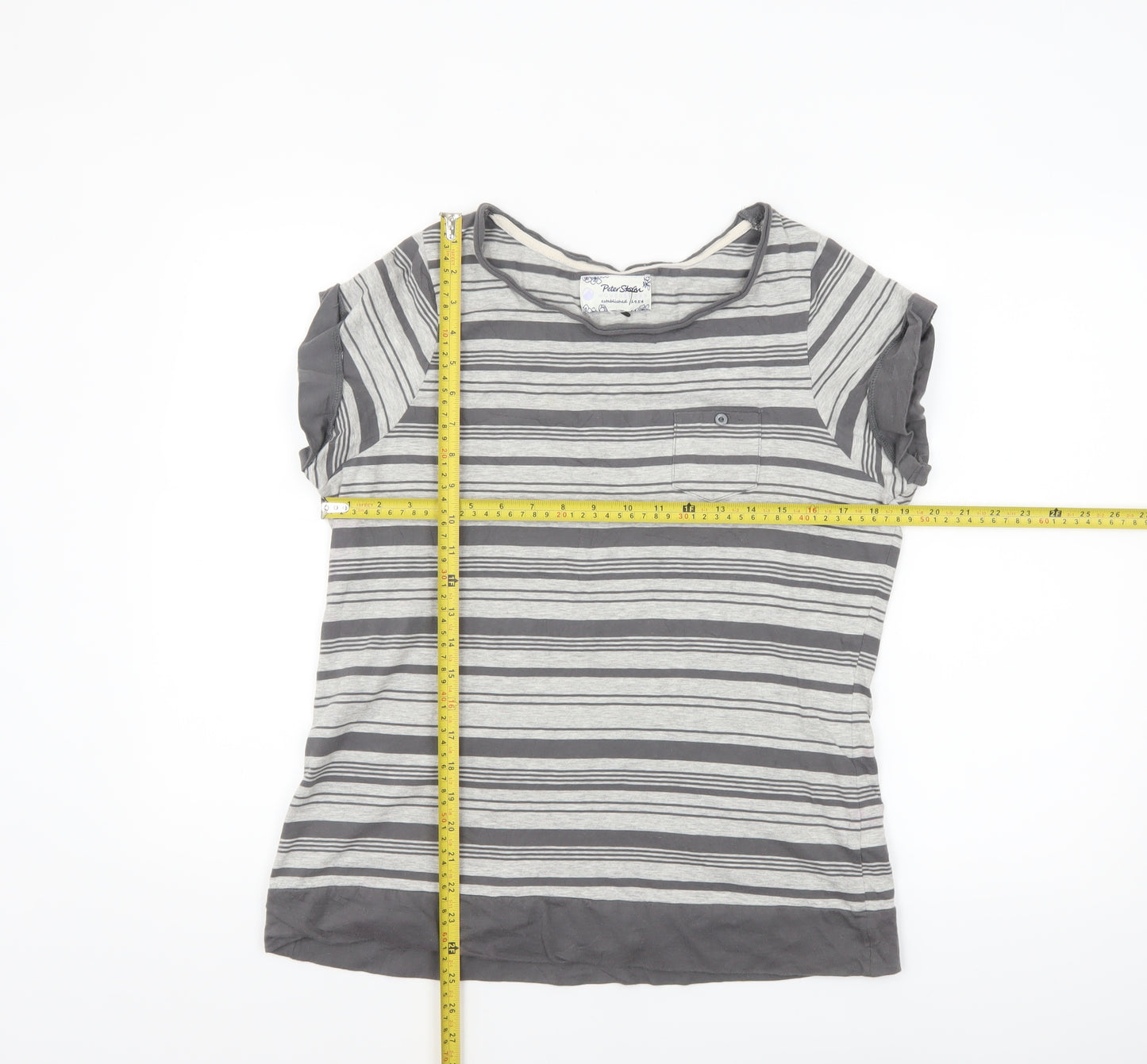 Peter Storm Womens Grey Striped Short Sleeve Cotton T-Shirt Size 18