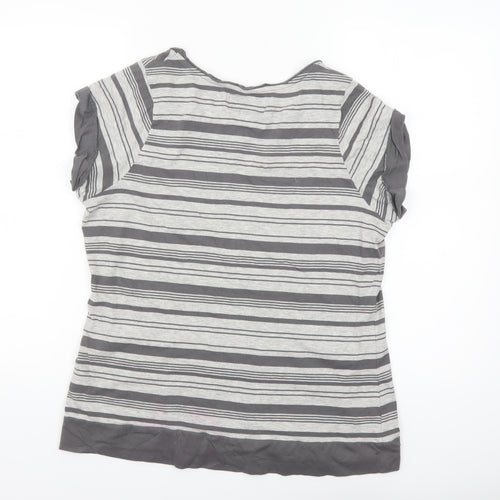 Peter Storm Womens Grey Striped Short Sleeve Cotton T-Shirt Size 18