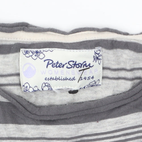 Peter Storm Womens Grey Striped Short Sleeve Cotton T-Shirt Size 18