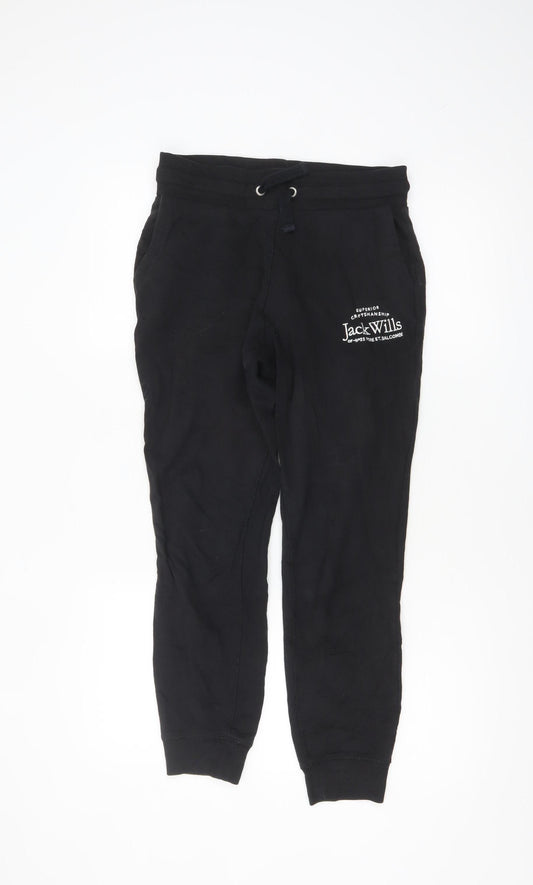 Jack Wills Womens Black Jogger Sweatpants UK 8 Cotton Blend