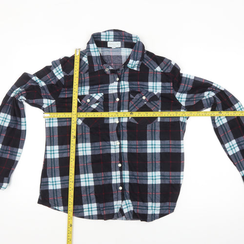 Apricot Womens Blue Plaid Flannel Button-Up Shirt UK 16