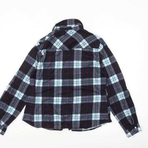 Apricot Womens Blue Plaid Flannel Button-Up Shirt UK 16