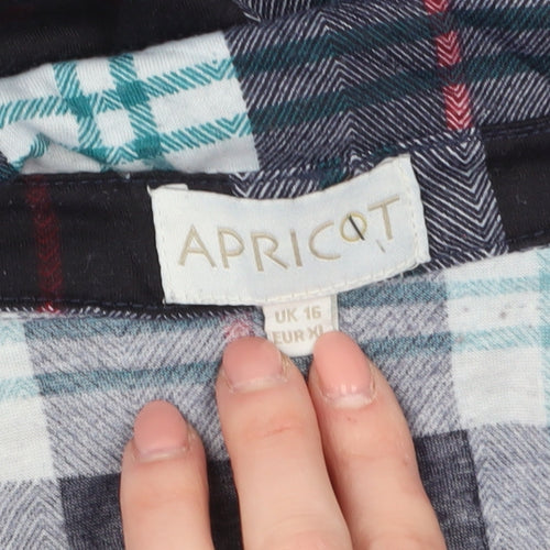 Apricot Womens Blue Plaid Flannel Button-Up Shirt UK 16