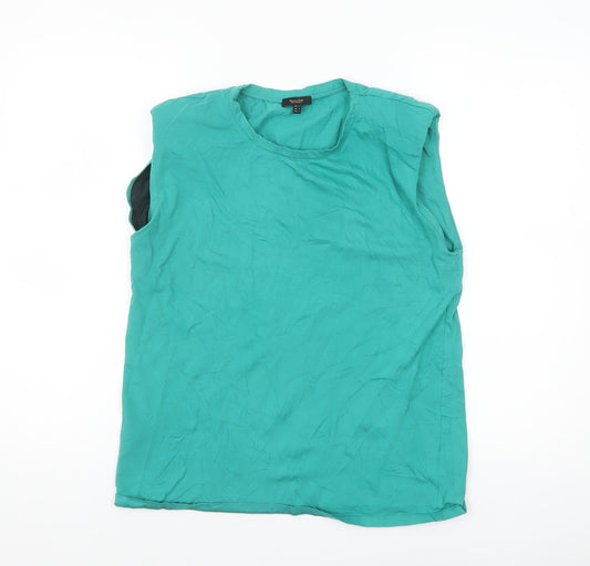 Massimo Dutti Women's Green 100% Cotton Sleeveless Tank Top Size 12