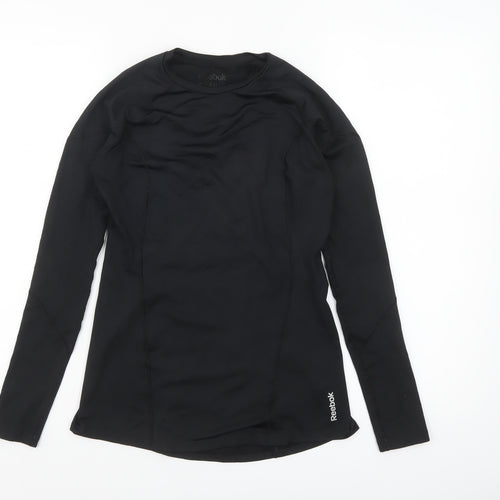 Reebok Womens Black Long Sleeve Slim Fit Activewear Top Size S