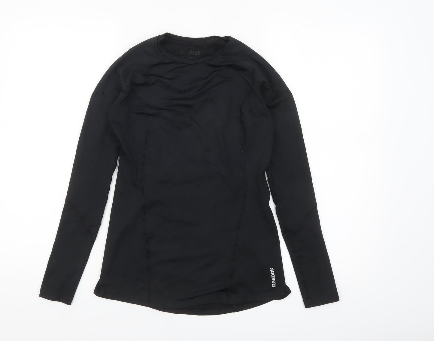 Reebok Womens Black Long Sleeve Slim Fit Activewear Top Size S