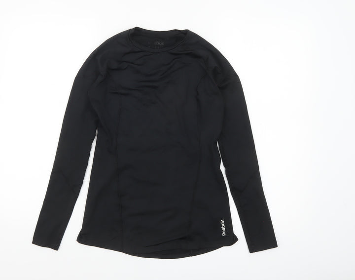 Reebok Womens Black Long Sleeve Slim Fit Activewear Top Size S