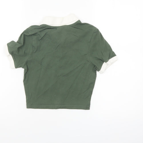 MSU Michigan State University Women's Green Cropped Polo Shirt 2XS