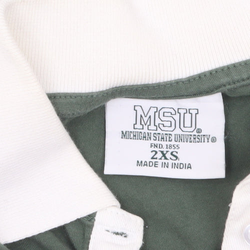 MSU Michigan State University Women's Green Cropped Polo Shirt 2XS