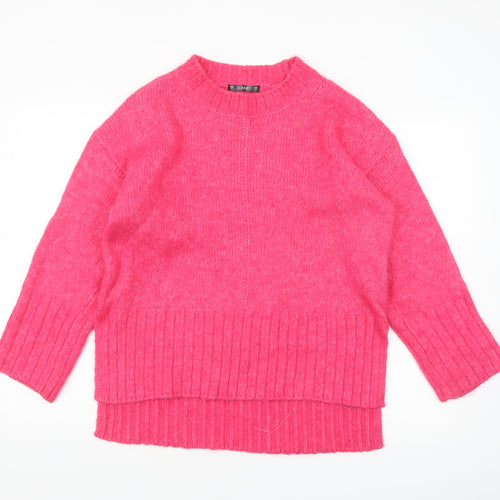 Dunnes Women Pink Crew Neck Long Sleeve Knit Jumper Size S