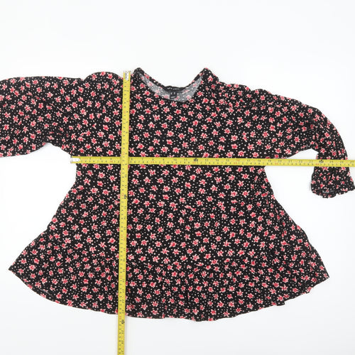 New Look Women’s Black Floral Tunic Blouse Size 14 Long Sleeve