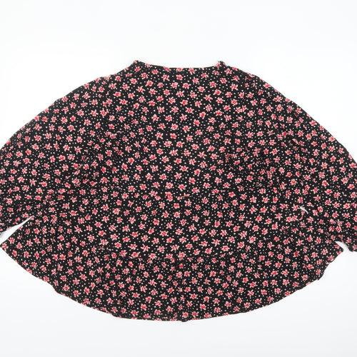 New Look Women’s Black Floral Tunic Blouse Size 14 Long Sleeve