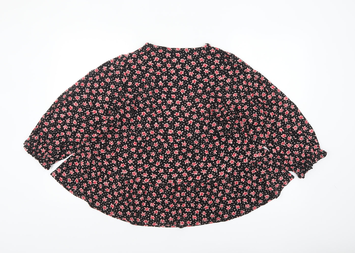 New Look Women’s Black Floral Tunic Blouse Size 14 Long Sleeve
