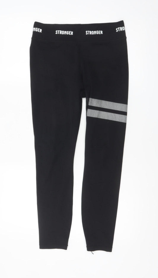 Stronger Women Black Medium Leggings Slim Fit Activewear