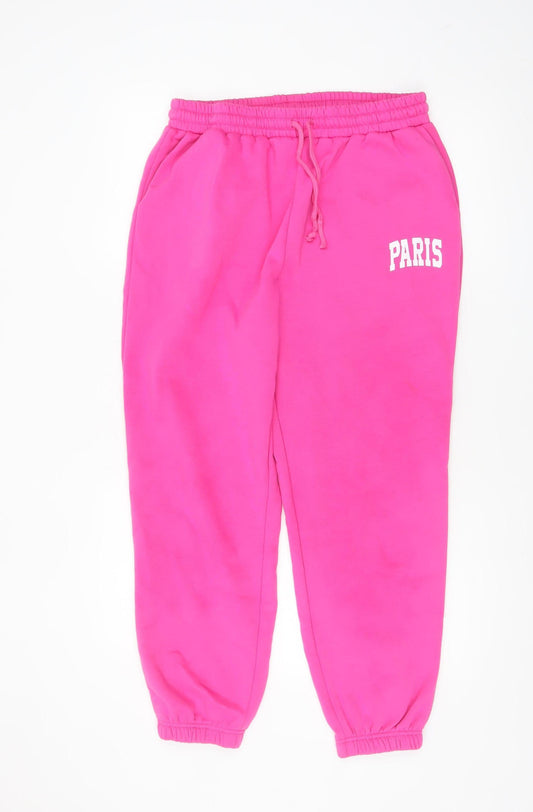 Dunnes Women’s Pink Paris Logo Fleece Sweatpants M