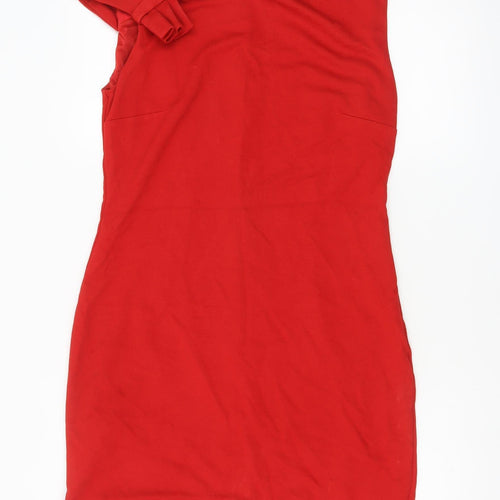 MNG Collection Women Red Bodycon One Shoulder Dress Size 14