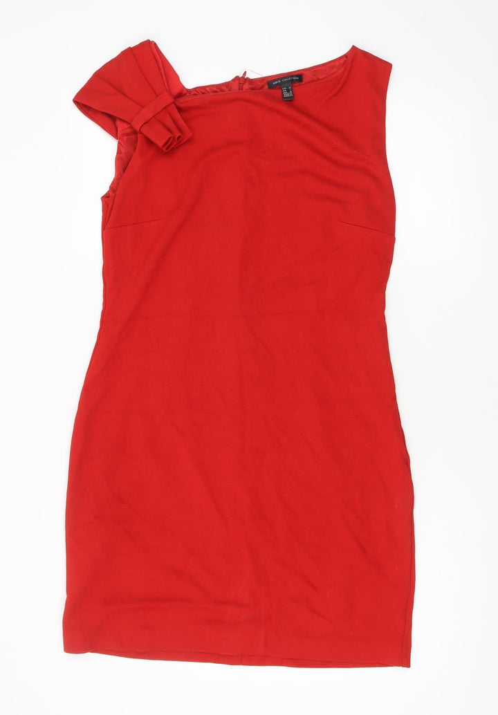 MNG Collection Women Red Bodycon One Shoulder Dress Size 14