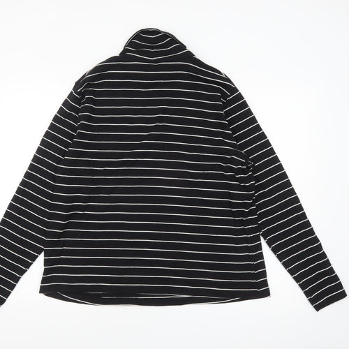 Dunnes Women Black Striped Roll Neck Long Sleeve Cotton Blend Top 2XL