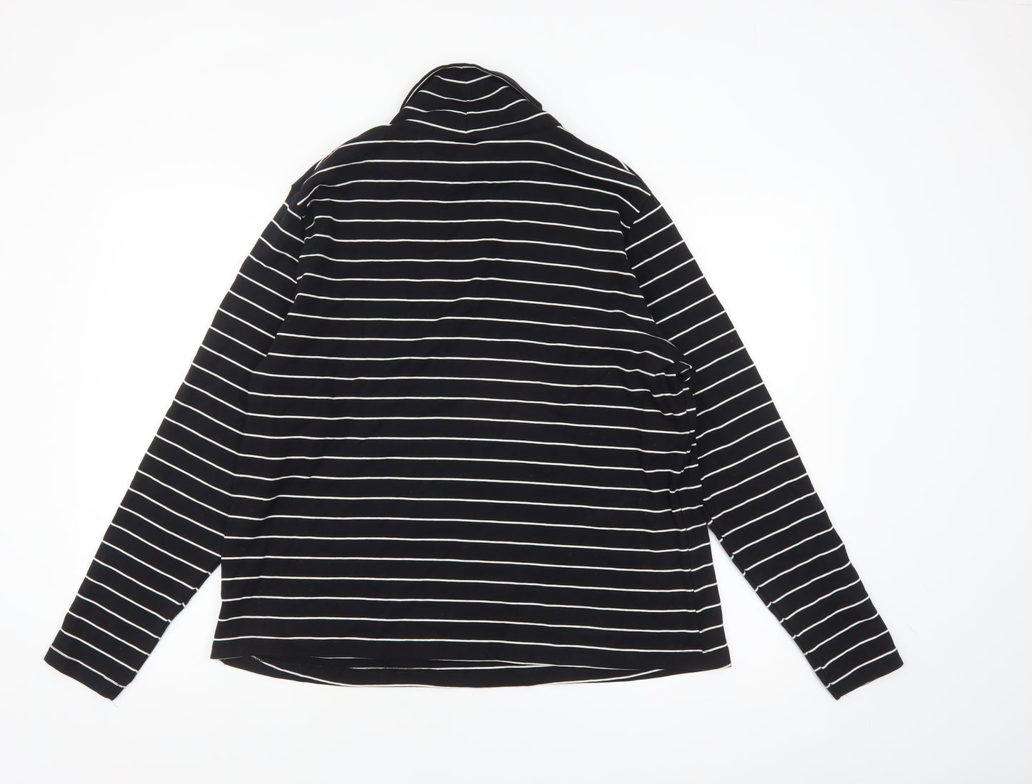 Dunnes Women Black Striped Roll Neck Long Sleeve Cotton Blend Top 2XL