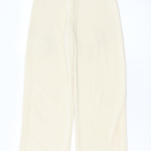 MNG Women Beige Wide-Leg Corduroy Trousers Size S