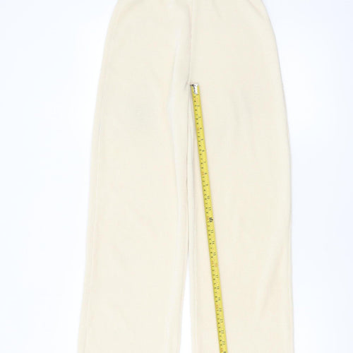 MNG Women Beige Wide-Leg Corduroy Trousers Size S