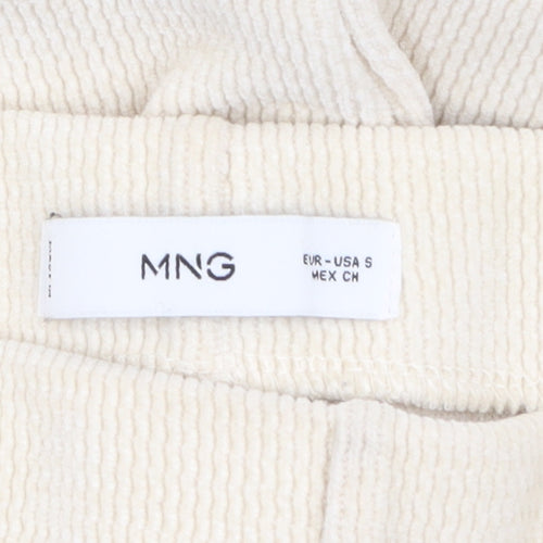 MNG Women Beige Wide-Leg Corduroy Trousers Size S