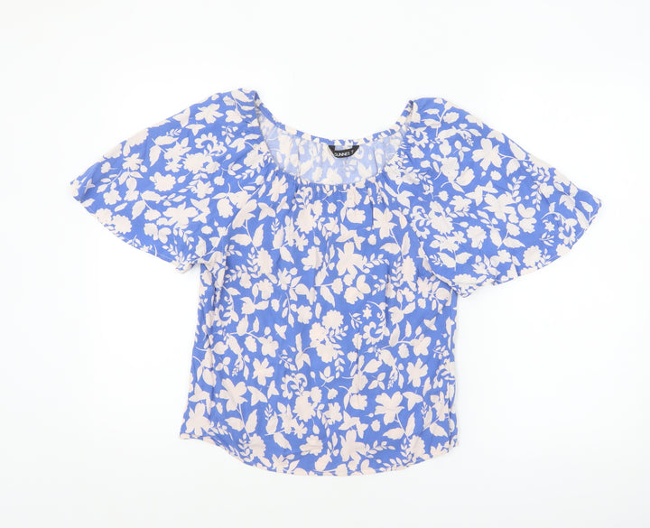 Dunnes Stores Women's Blue Floral Viscose Blouse XS