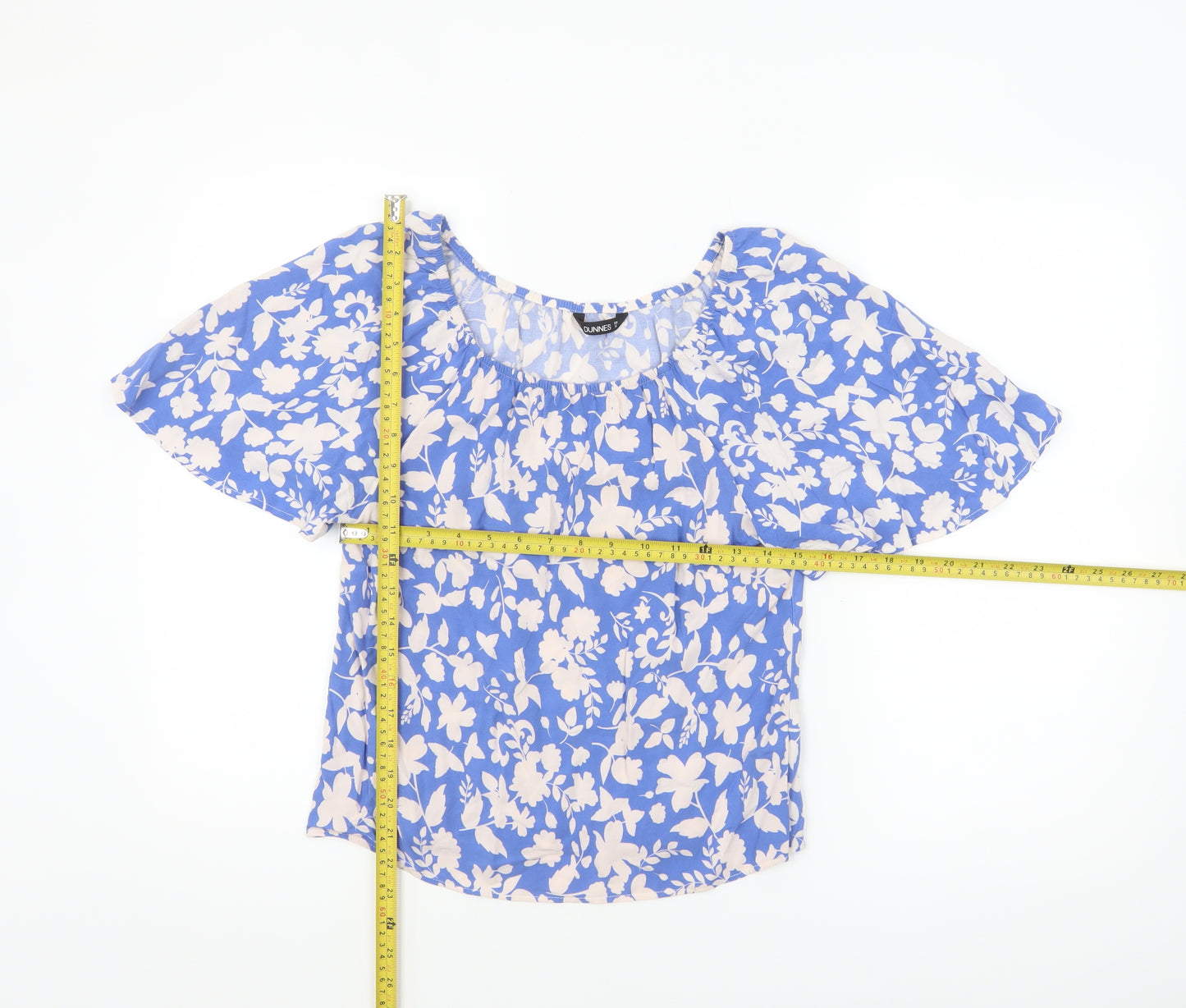 Dunnes Stores Women's Blue Floral Viscose Blouse XS