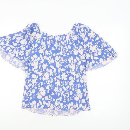 Dunnes Stores Women's Blue Floral Viscose Blouse XS