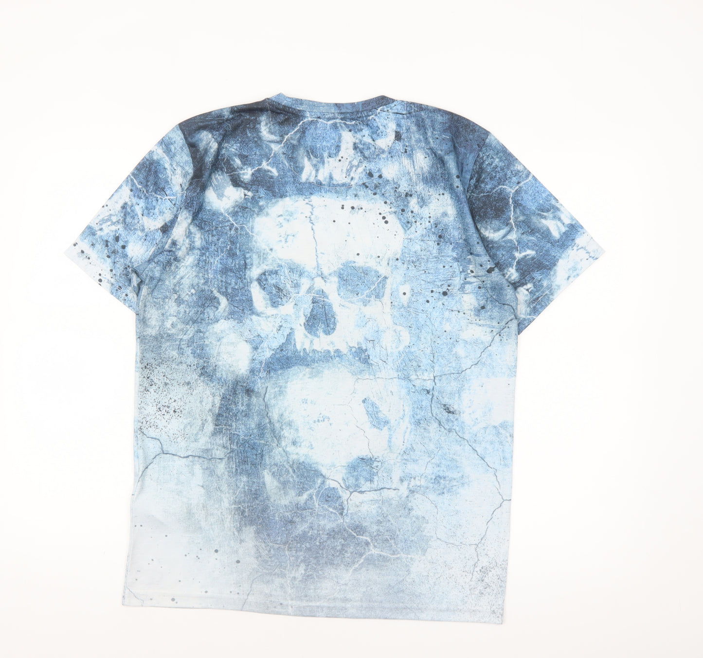 Firetrap Men's Blue Skull Graphic Print Polyester T-Shirt Size M