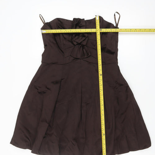 Coast Women's Brown Fit & Flare Sleeveless Bow Dress Size 16