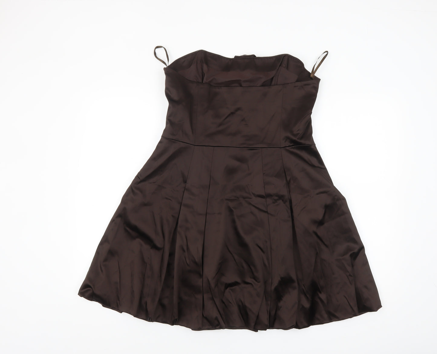 Coast Women's Brown Fit & Flare Sleeveless Bow Dress Size 16