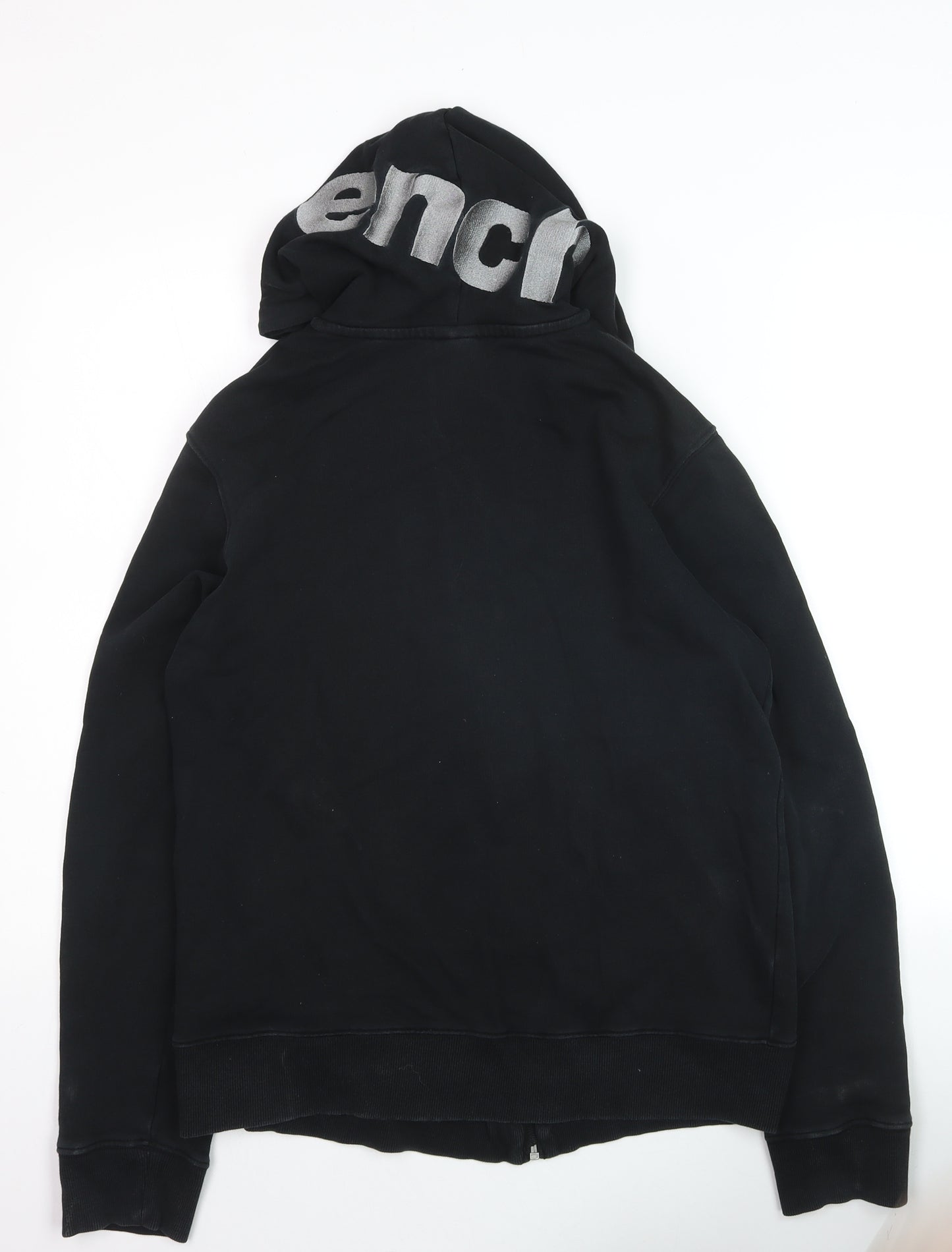 Bench Men Black Full Zip Cotton Hoodie M Logo Hooded Sweatshirt