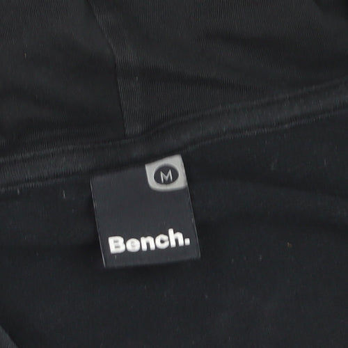 Bench Men Black Full Zip Cotton Hoodie M Logo Hooded Sweatshirt