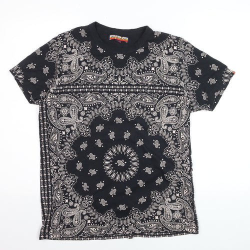 Worland Women's Black Paisley Cotton T-Shirt Medium