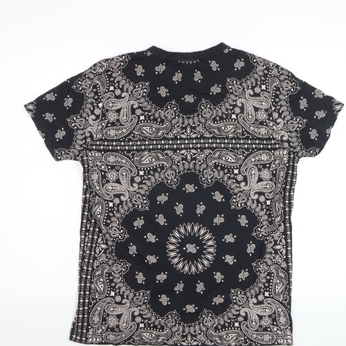 Worland Women's Black Paisley Cotton T-Shirt Medium