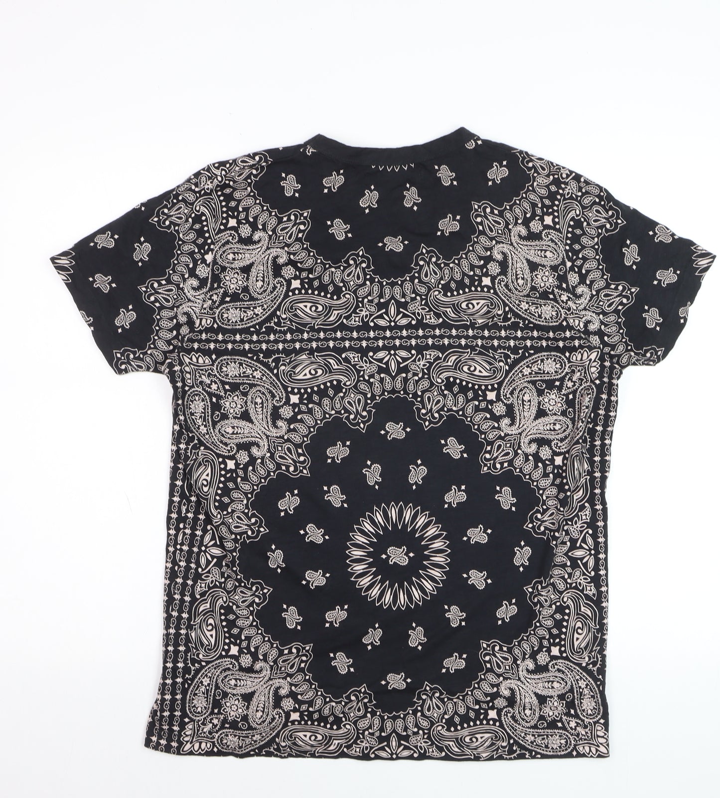 Worland Women's Black Paisley Cotton T-Shirt Medium