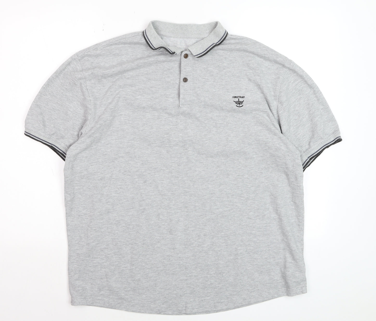 Firetrap Men's Grey 3XL Cotton Blend Short Sleeve Polo Shirt