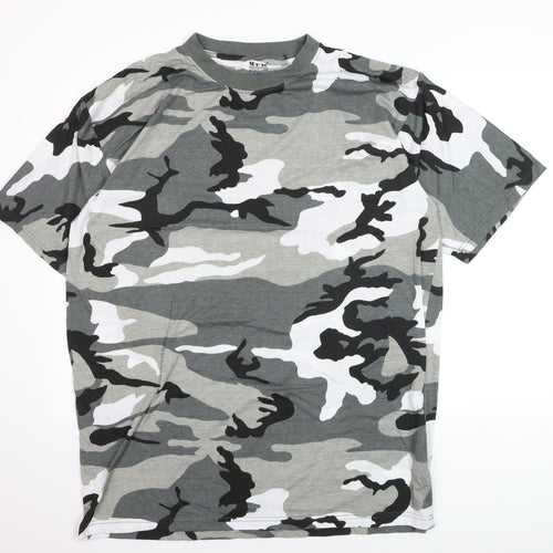 MFH Adventure Men's Grey Camouflage 3XL Cotton Crew Neck T-Shirt