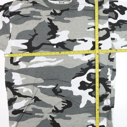 MFH Adventure Men's Grey Camouflage 3XL Cotton Crew Neck T-Shirt